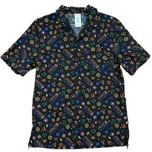 Marvel Avengers Black Rainbow Shirt Button Down 100% Cotton Size Small